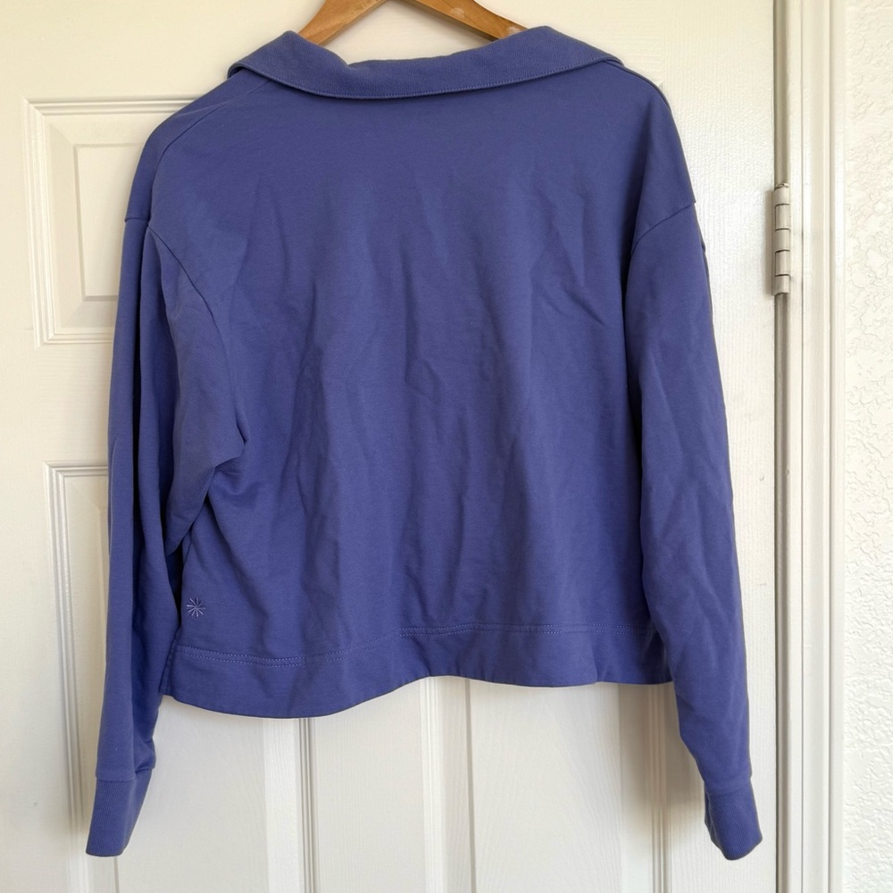 Athleta Retroterry Polo Sweatshirt Purple Lavendar Long Sleeve Collar Size M - Picture 9 of 9